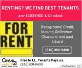 Renting we have pre-screened Tenants.