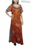 Indiatrendzs Womens Long Nighty Paisley Print Maroon Orange XXL