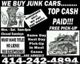 We buy junk cars 414-242-4894
