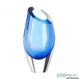 BLUE CUT GLASS VASE