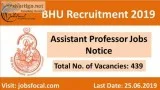 BHU Recruitment 2019 -20 (439) Assistant Professor Jobs Notice