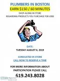 ARE YOU A PLUMBER EARN 150  1 HR