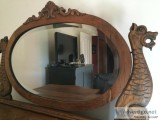 Antique Oak Full Size Bed and Antique Serpentine Dresser