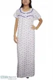 Indiatrendzs Women Cotton Nightwear Nighty Printed White Blue Lo