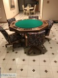 Oak card table and 5 chairs