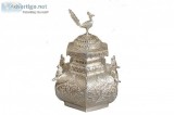 Nuristar Silver Coated Kalash for Puja. Pure Brass Silver Coated