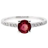 Womens Orange Sapphire Diamond Solitaire Ring 14K Gold