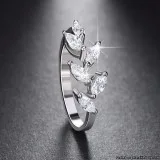 Sparkling Cubic Zirconia Leaf Silver Ring  Fashion Rings For Wom