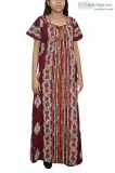 Women s Summer Nighty Maxi Gown Printed Cotton Purple Nightdress