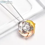 Dancing Stone Tri Color Dolphin Necklace