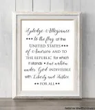 Pledge of allegiance print. Patriotic red white and blue art. Al