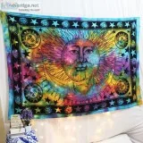 Blue Tie Dye Good Morning Twin Tapestry Buy Indian Handmade Onli