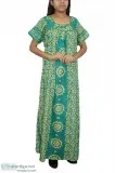 Womens Cotton Sleepwear Maxi Gown Loose Printed Green Nighty XL