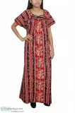Women s Cotton Nightdress Long Printed Red Nightwear Gown XL