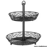 Fruit Basket  Decorative Black Wire Design     Round  2-Tier   M