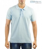 Men Polo Neck Half Sleeve Light Blue T-Shirt