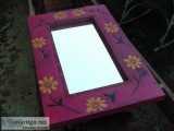 MIRROR FUNKY ART DECO PINK WITH FLOWERS GIRLS WOMENS GARDEN HIPP