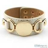 Snap Button Leather Wrap Cuff Bracelet By Loxlux Jewelry