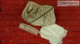 Vintage Clutch Purse with Antique Comb and Handkerchief