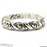 Antique Silver Filigree Metal Stretch Bracelet