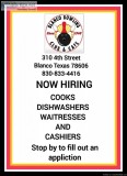 Help wanted waitress cashier cook dishwasher