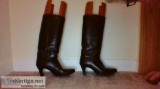 High heel leather black boots size 8
