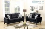 2PC  Living Room Sofa Set &quotBlack&quot wPillows (WHOLESALE)