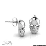 Spooky Skull Silver Earrings and Studs by JollyRolly