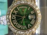 36mm Fully Iced 18K Yellow Gold Presidential Rolex Watch 18.75 c