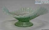 VINTAGE NORTHWOOD GREEN OPALESCENT PEDESTAL BOWL