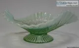 VINTAGE NORTHWOOD GREEN OPALESCENT PEDESTAL BOWL