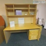 Wood Desk With Hutch And File Cabinet - Maple