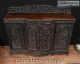 Large Burmese Sideboard Server - Hand Caved Antique Burma Circa 