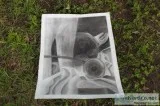 Still Life Charcoal Drawing- Folk Art Sunset Gypsy Vintage Antiq
