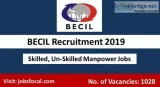 BECIL Recruitment 2019&ndash20 (1028) Skilled Un-Skilled Manpowe