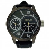 Henley Dual Time Men s Quartz Watch Black Silicone Strap H02065.