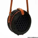 Circle Cane Straw crossbody bag