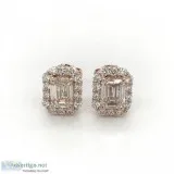 Emerald Cut Diamond Halo Stud Earrings inn 14kt. Rose Gold (2.46