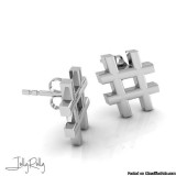 Hashtag Silver Earrings and Studs by JollyRolly