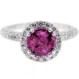 Womens GIA Pink Sapphire Diamond Solitaire Ring 18K Gold
