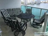 Patio table chairs and 3 seater swing couch