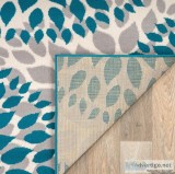 Blue White Area Rug 5 x 7 Ft Floral Medallion Circle Design Turk