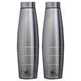 Stainless Steel Water Bottle (Silver) Set of 2