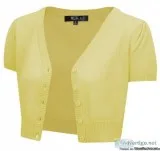 Yemak Sweater  Short Sleeve Cropped Bolero Cardigan Sweater Vint