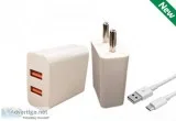 HGD 2.4 Amp Dual USB Fast Charger (White)  HGD INDIA Mobile Phon