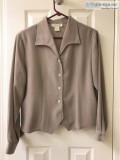 Lovely K Arnold Womens Taupe Button Down Long Sleeve Blouse Size