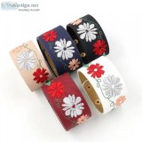 Wide Embroidery Flower Leather Cuff Bracelet By Loxlux Jewelry