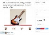 ST sunburst color 6 string electric guitar with white pickups--f
