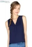 Buy Navy Sleeveless V Neck Casual Top for Women at London Rag In