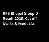 RRB Bhopal Group D Result 2019 Name Wise Railway Bhopal Group D 